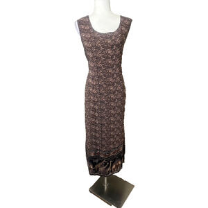 Vintage Looking Good Maxi Dress Safari Giraffe Elephant Asymmetric Tie Back 1X